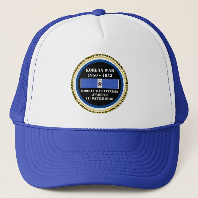 1 BATTLE STAR KOREAN WAR VETERAN TRUCKER HAT (Front)