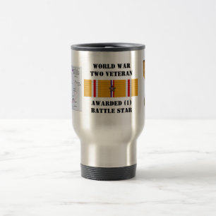 1 BATTLE STAR / WORLD WAR II VETERAN TRAVEL MUG