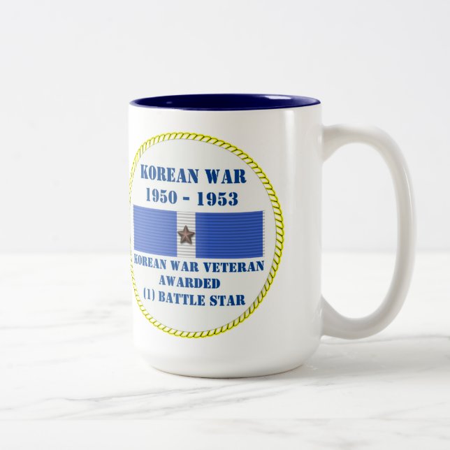 1 BATTLE STARS KOREAN WAR VETERAN Two-Tone COFFEE MUG (Right)