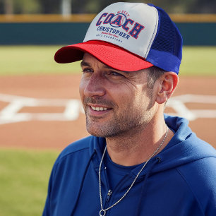 #1 Best Baseball Coach Fun Custom Name Team & Year Trucker Hat