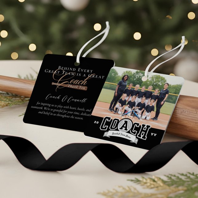#1 Best Coach Baseball Team Photo Appreciation Metal Tree Decoration (#1 Best Coach Baseball Team Photo Appreciation Metal Ornament)