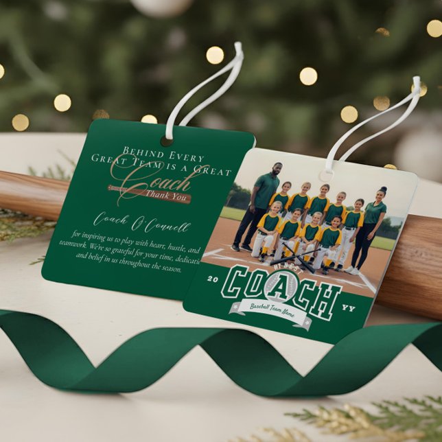 #1 Best Coach Baseball Team Photo Appreciation Metal Tree Decoration (#1 Best Coach Baseball Team Photo Appreciation Metal Ornament)