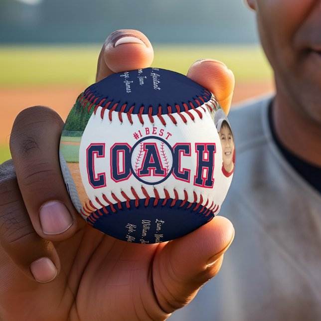 #1 Best Coach Custom Photos & Team Roster Keepsake Baseball (#1 Best Coach Custom Photos & Team Roster Keepsake Baseball)