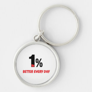 1% Better Every Day – Minimalist Motivation Quote Key Ring