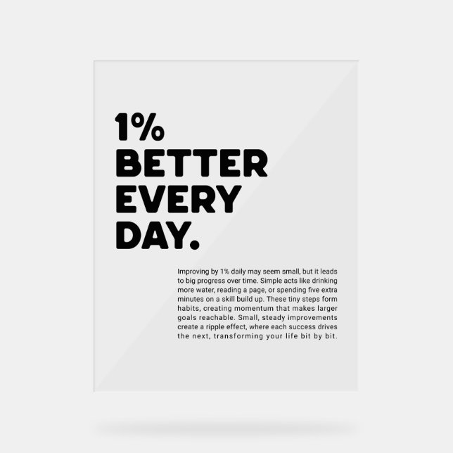 1% better every day motivational acrylic sign (Front)