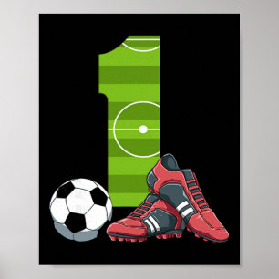 1 Birthday Soccer First Birthday Footll Kids Poster