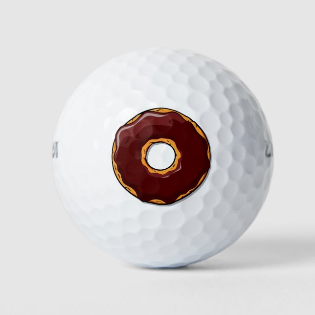 1 Cartoon Chocolate Doughnut Design Golf Balls (Front)