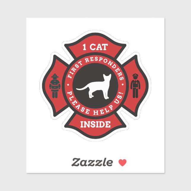 1 Cat Inside Pet Alert For Fire Department (Sheet)