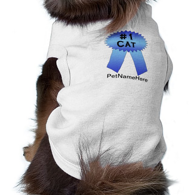 #1 Cat Prize Ribbon Blue Shirt (Back)