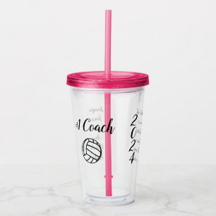 #1 Coach Volleyball with Players Names Acrylic Tumbler