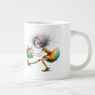 * 1 Colourful Whimsical Christmas Girl Gift AP9 Large Coffee Mug