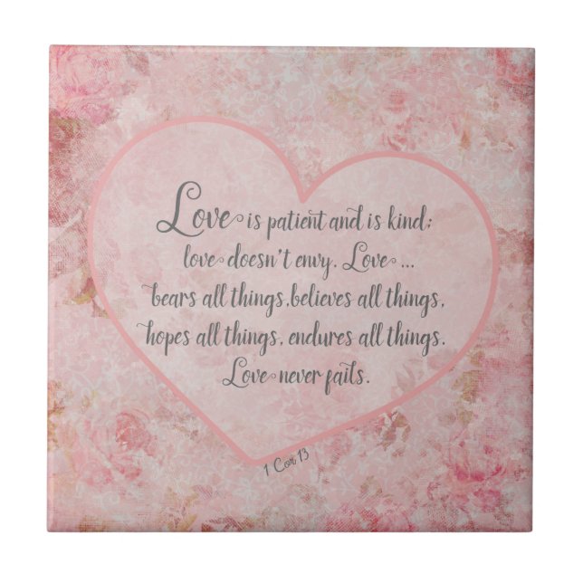 1 Cor 13 - Love is Patient Love is Kind Ceramic Tile (Front)