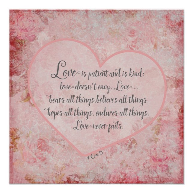 1 Cor 13 - Love is Patient Love is Kind Poster (Front)