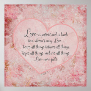 1 Cor 13 - Love is Patient Love is Kind Poster