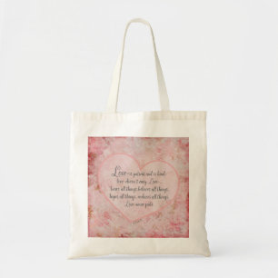 1 Cor 13 - Love is Patient Love is Kind Tote Bag