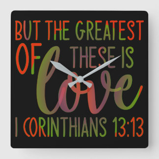 1 corienthians 13:13 square wall clock