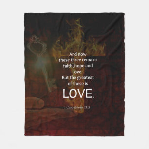 1 Corinthians 13:13 Bible Verses Quote About LOVE Fleece Blanket