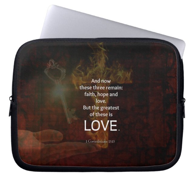 1 Corinthians 13:13 Bible Verses Quote About LOVE Laptop Sleeve (Front)