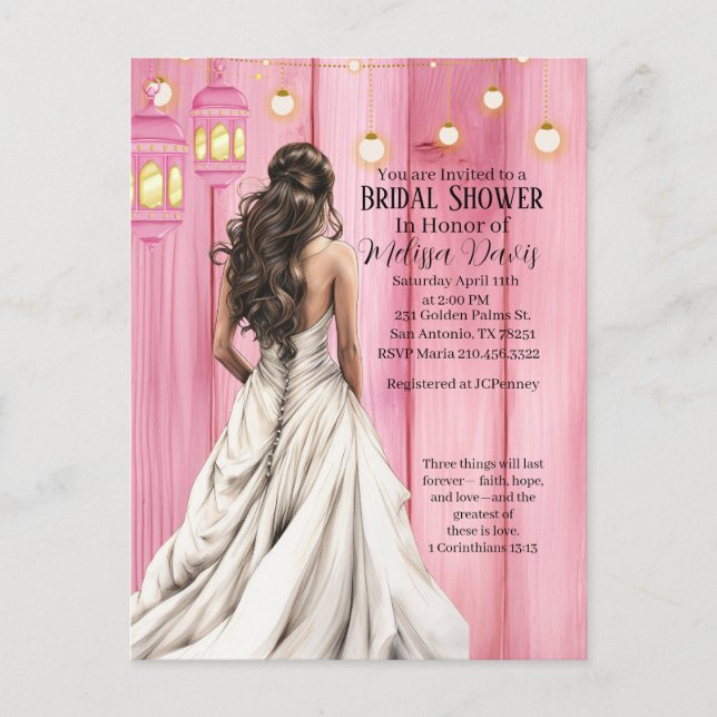 1 Corinthians 13:13 Bridal Shower Invitation Postcard (Front)
