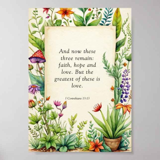 1 Corinthians 13:13 Christian Bible Verse Poster (Front)