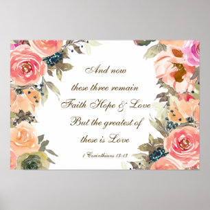 1 Corinthians 13:13 Faith Hope Love Bible Verse Poster