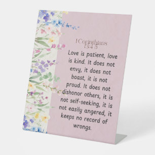 1 Corinthians 13:4-5 Bible Verse Image Pedestal Sign