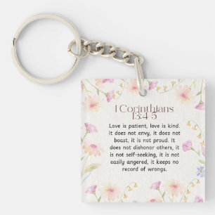 1 Corinthians 13:4-5 Christian Bible Verse Art  Key Ring