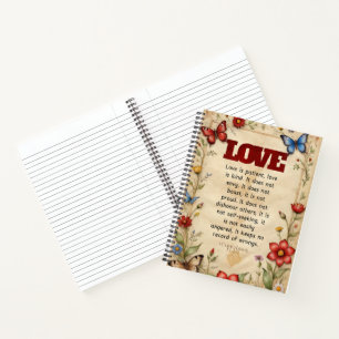 1 Corinthians 13:4-5 Christian Bible Verse Art  Notebook