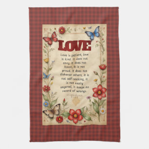 1 Corinthians 13:4-5 Christian Bible Verse Art  Tea Towel