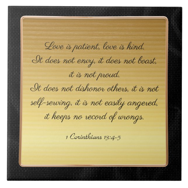 1 Corinthians 13:4-5 Love,  Ceramic Tile (Front)