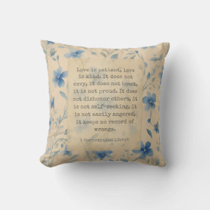 1 Corinthians 13:4–5 Love Is Patient Floral Cushion