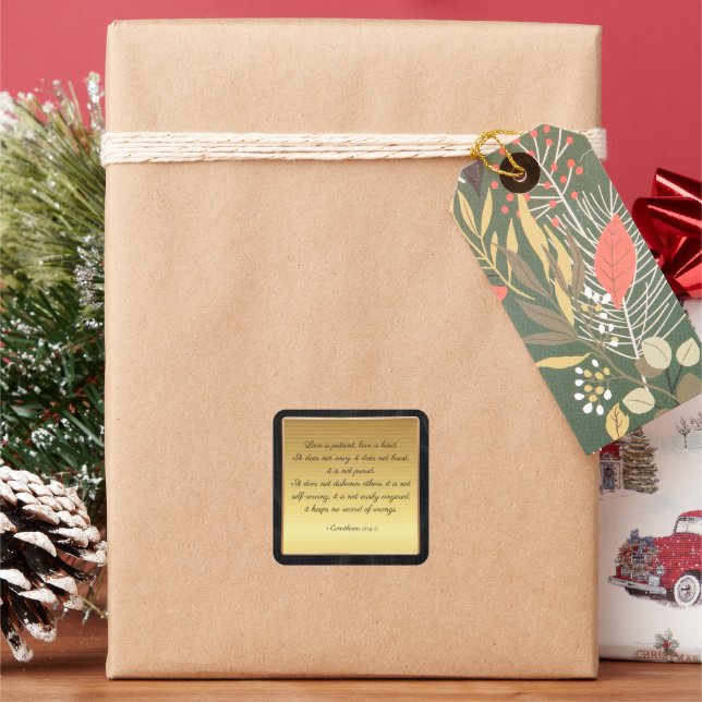 1 Corinthians 13:4-5 Love,  Square Sticker (Holiday)