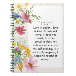 1 Corinthians 13:4-5 Soothing Watercolor Design Notebook