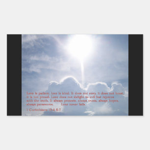 1 Corinthians 13:4 6-7 Clouds Rectangular Sticker