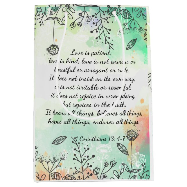 1 Corinthians 13: 4-7   Medium Gift Bag (Front)