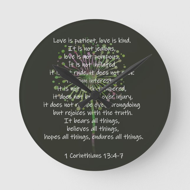 1 Corinthians 13: 4-7  Round Clock (Front)