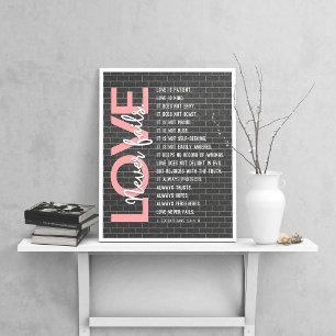 1 Corinthians 13:4-8 Bible Verse, Brick Wall Poster