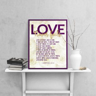 1 Corinthians 13:4-8 Bible Verse, Vintage Roses Poster