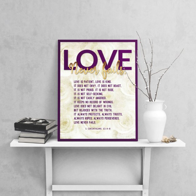 1 Corinthians 13:4-8 Bible Verse, Vintage Roses Poster (Creator Uploaded)