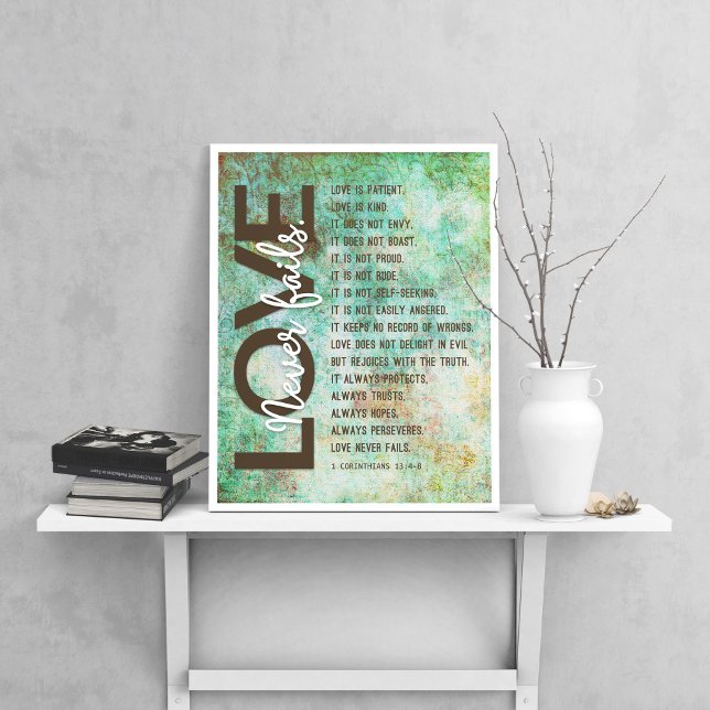 1 Corinthians 13:4-8 Bible Verse, Vintage Swirly Poster (Creator Uploaded)