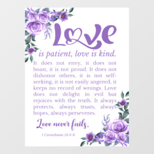 1 Corinthians 13:4-8 Love is Patient Purple Floral