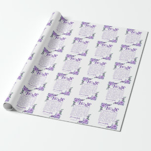 1 Corinthians 13:4-8 Love is Patient Purple Floral Wrapping Paper