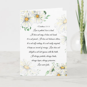 1 Corinthians 13:4-8 Love is Patient White Daisies Card