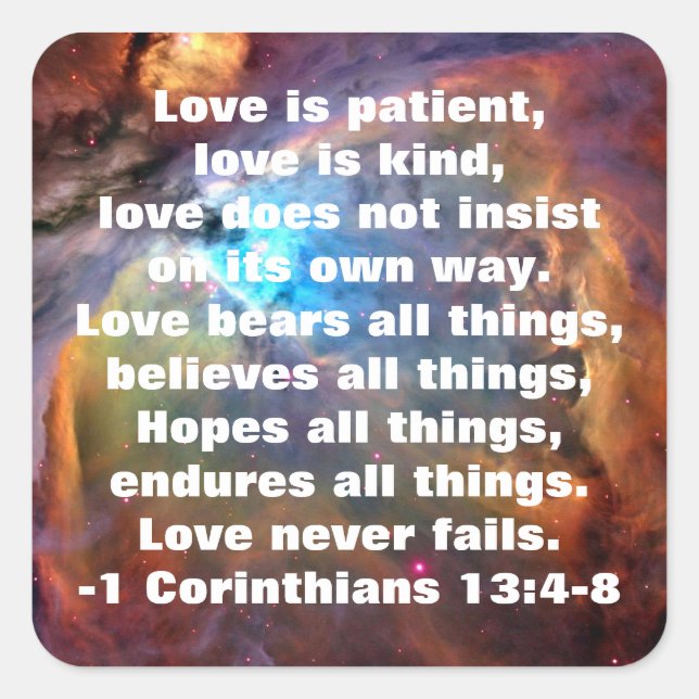 1 Corinthians 13:4-8 Sticker (Front)