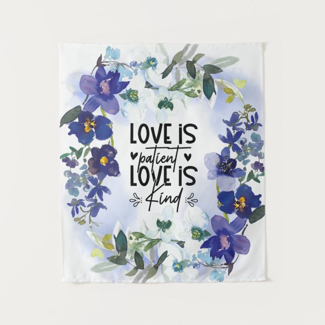 1 Corinthians 13:4 Love is Patient Bible Verse  Tapestry (Front)