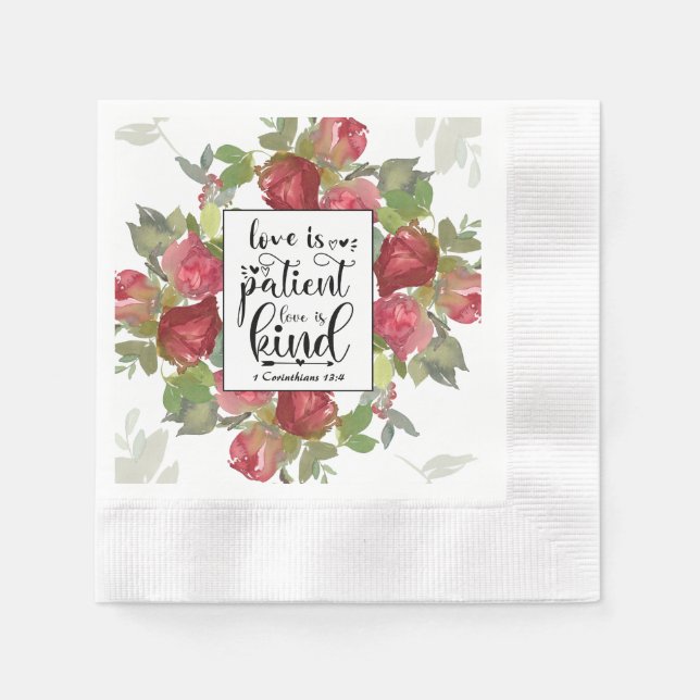 1 Corinthians 13:4 Love is Patient Love is Kind Napkin (Front)