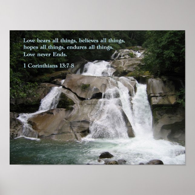 1 Corinthians 13:7-8 Waterfall Poster (Front)