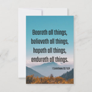 1 Corinthians 13:7 Bible Scripture Pic Greeting Card