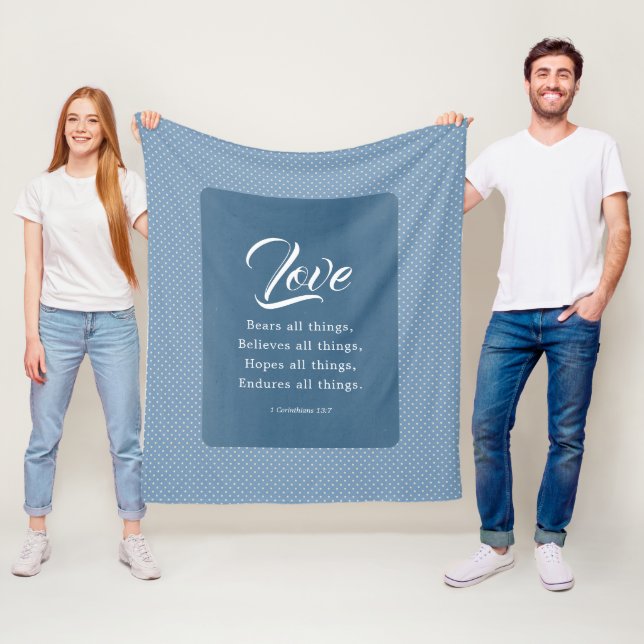1 Corinthians 13:7 Love Bears All Things Fleece Blanket (In Situ)