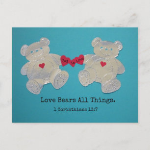 1 Corinthians 13:7 Love bears all things. Postcard